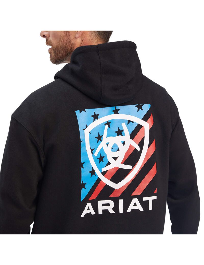 Sudaderas Ariat Americana Block Hombre Negras | XQYC46201