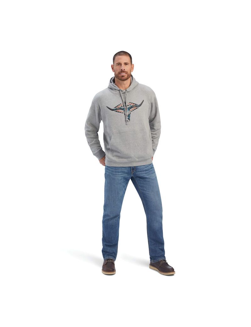 Sudaderas Ariat Horns Southwest Hombre Gris | FMTP27109