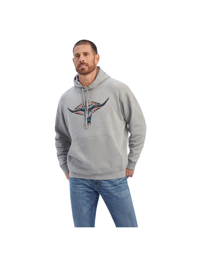 Sudaderas Ariat Horns Southwest Hombre Gris | FMTP27109