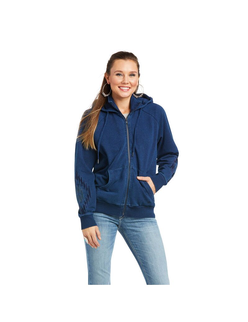 Sudaderas Ariat Knit Denim Full Zip Mujer Azules | EWXS06837