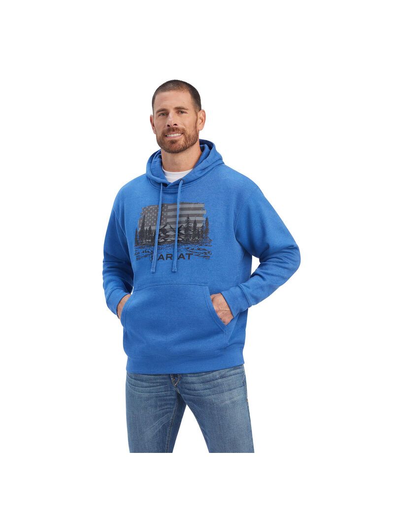 Sudaderas Ariat Land of the Free Hombre Azules | JVAI39507