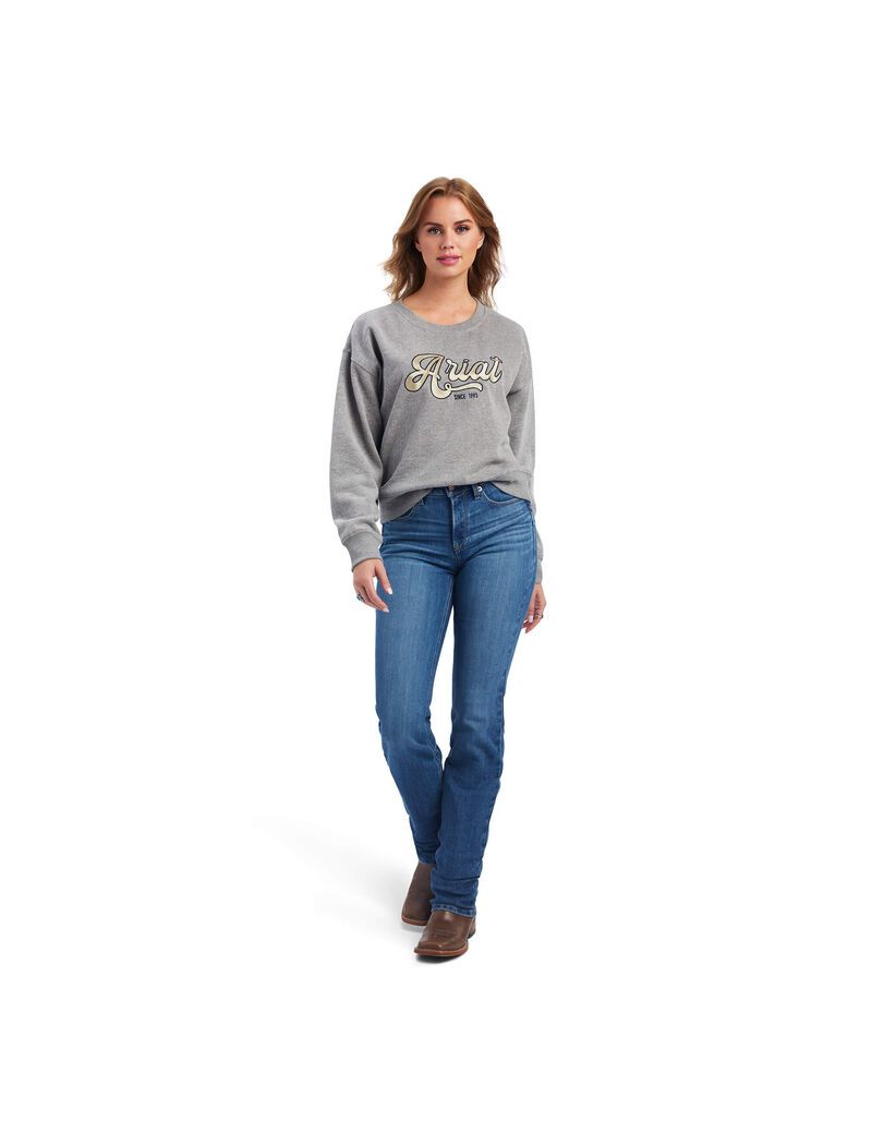 Sudaderas Ariat REAL Metallic Varsity Logo Mujer Gris | NWDR84027