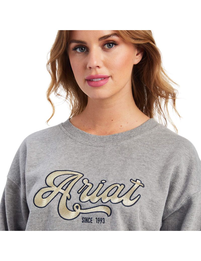 Sudaderas Ariat REAL Metallic Varsity Logo Mujer Gris | NWDR84027