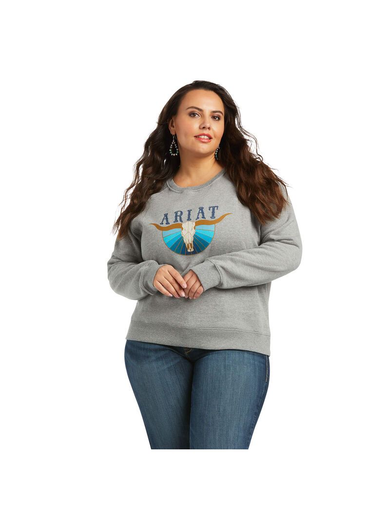 Sudaderas Ariat REAL Pacific Steerhead Mujer Gris | MSEK95362