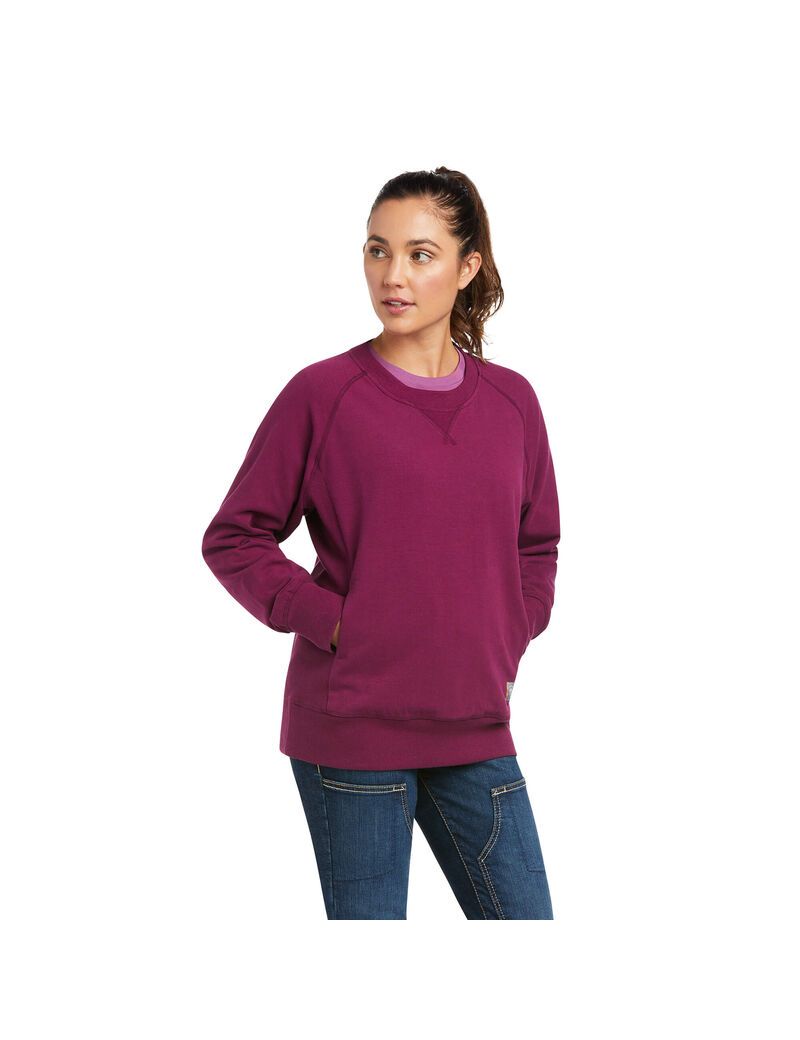 Sudaderas Ariat Rebar Workman Washed Fleece Mujer Moradas | WAVY93218