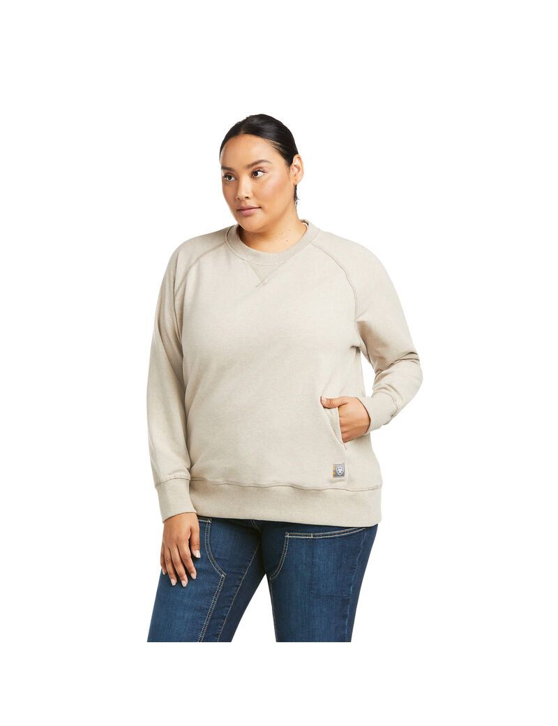 Sudaderas Ariat Rebar Workman Washed Fleece Mujer Beige | ZNJX47058