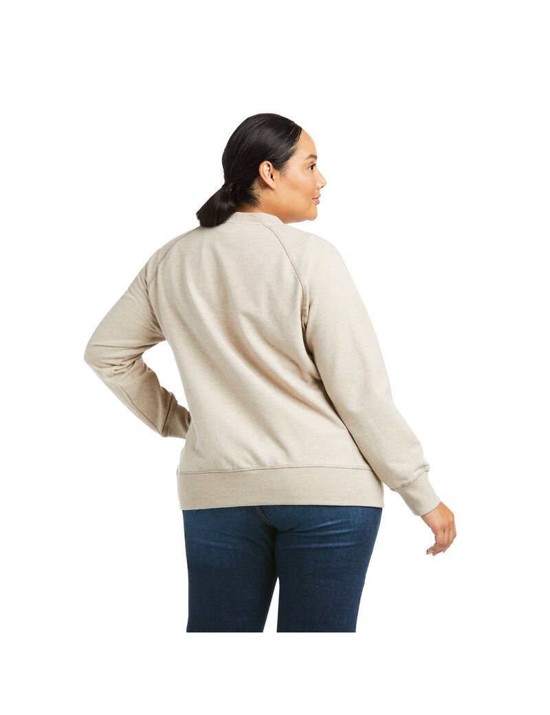 Sudaderas Ariat Rebar Workman Washed Fleece Mujer Beige | ZNJX47058