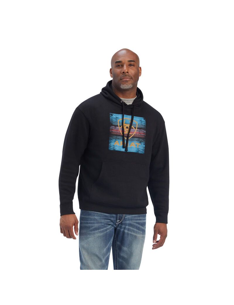 Sudaderas Ariat Serape Block Hombre Negras | GISH68174