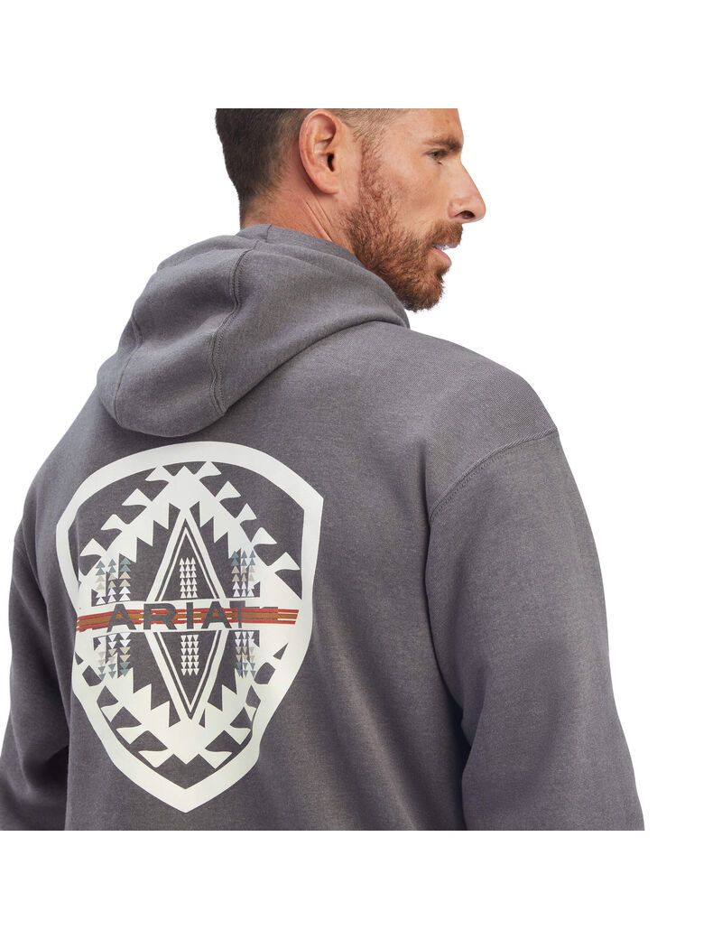 Sudaderas Ariat Southwest Shield Hombre Gris | QCDR05168