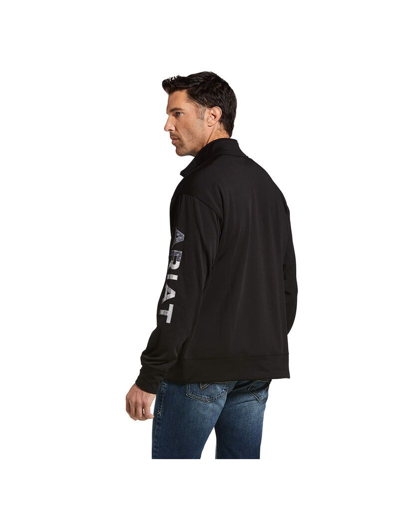 Sudaderas Ariat Team Logo 1/4 Zip Hombre Negras | IQDF04572