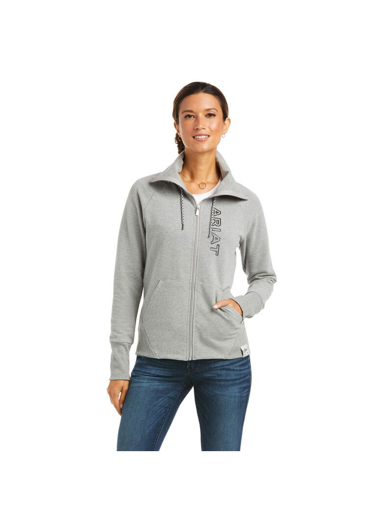 Sudaderas Ariat Team Logo Full Zip Mujer Gris | ACKQ15243