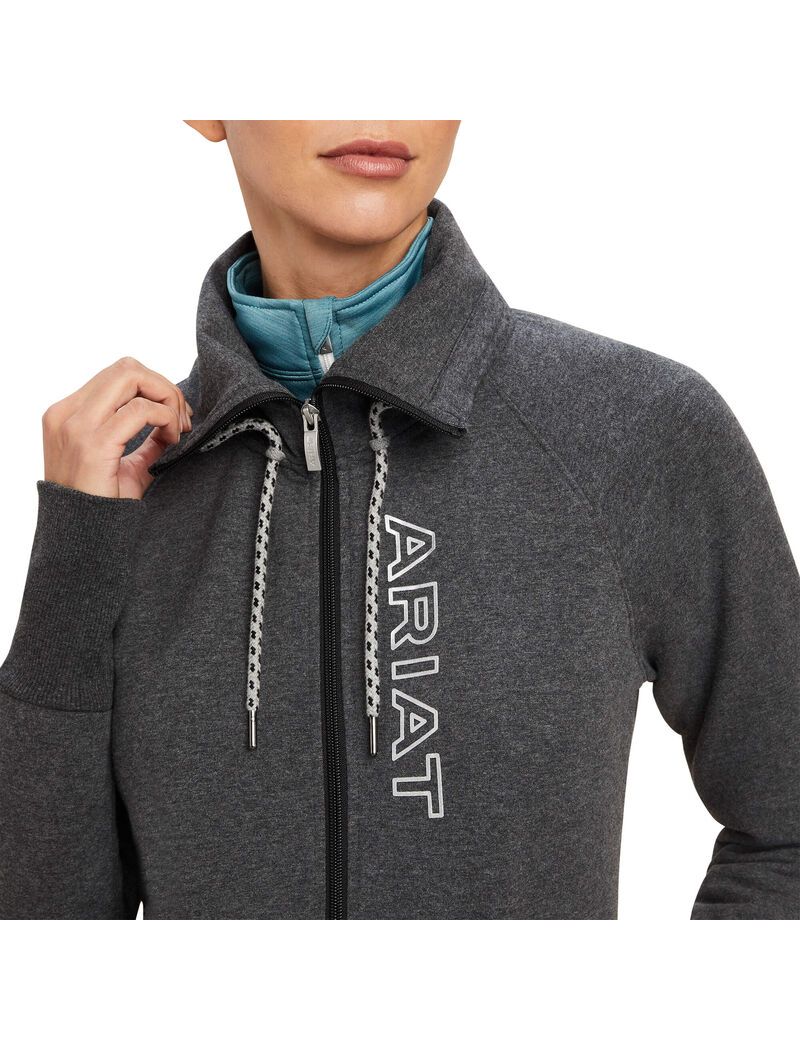 Sudaderas Ariat Team Logo Full Zip Mujer Gris | EITA81673