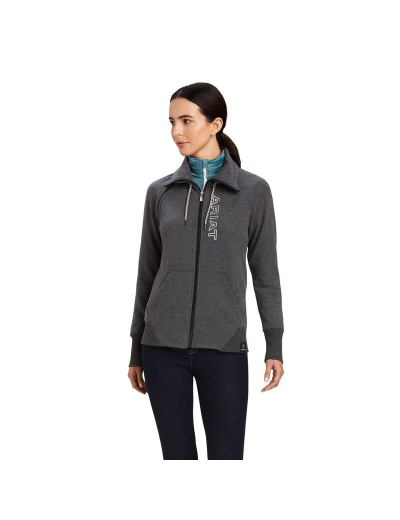 Sudaderas Ariat Team Logo Full Zip Mujer Gris | EITA81673