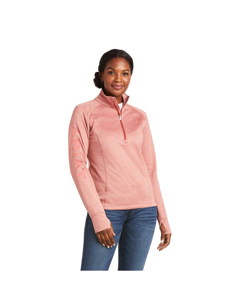 Sudaderas Ariat Tek Team 1/2 Zip Mujer Gris Rosas | NWLR74128