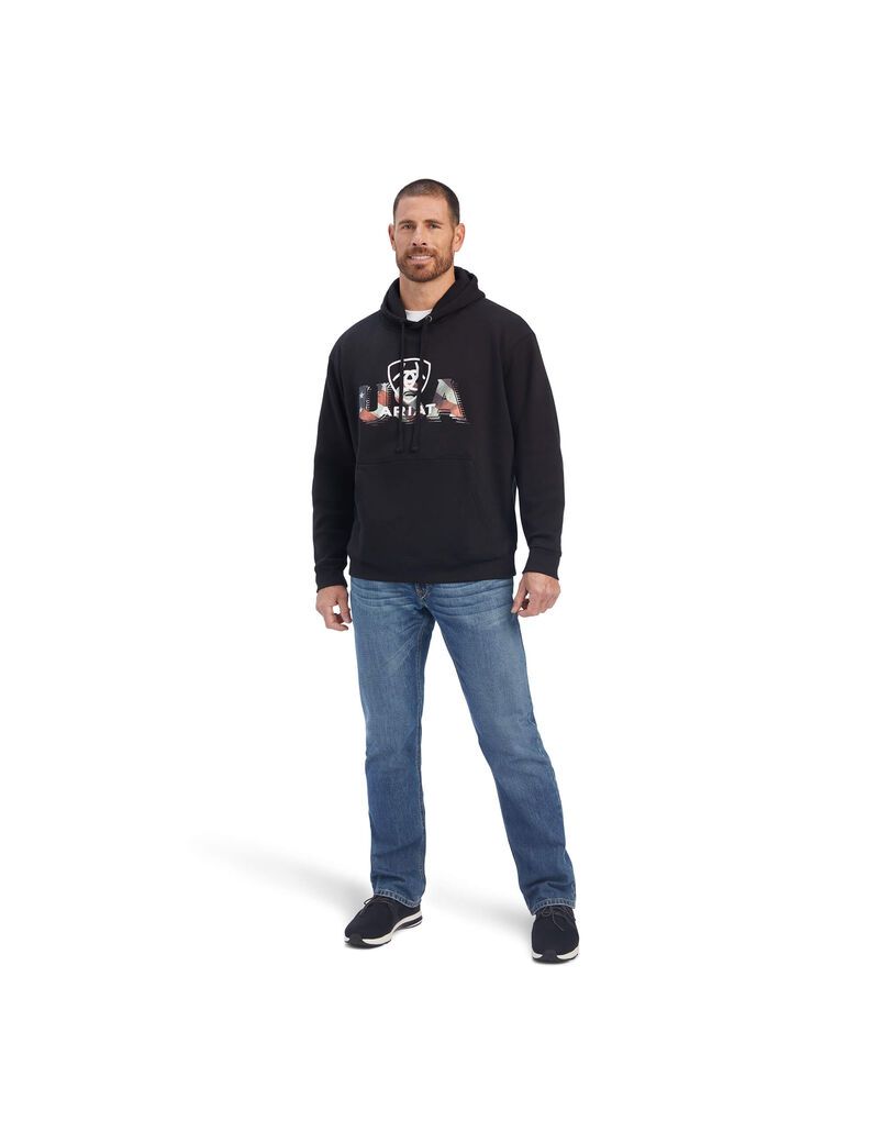 Sudaderas Ariat USA Proud Hombre Negras | FTEB63718