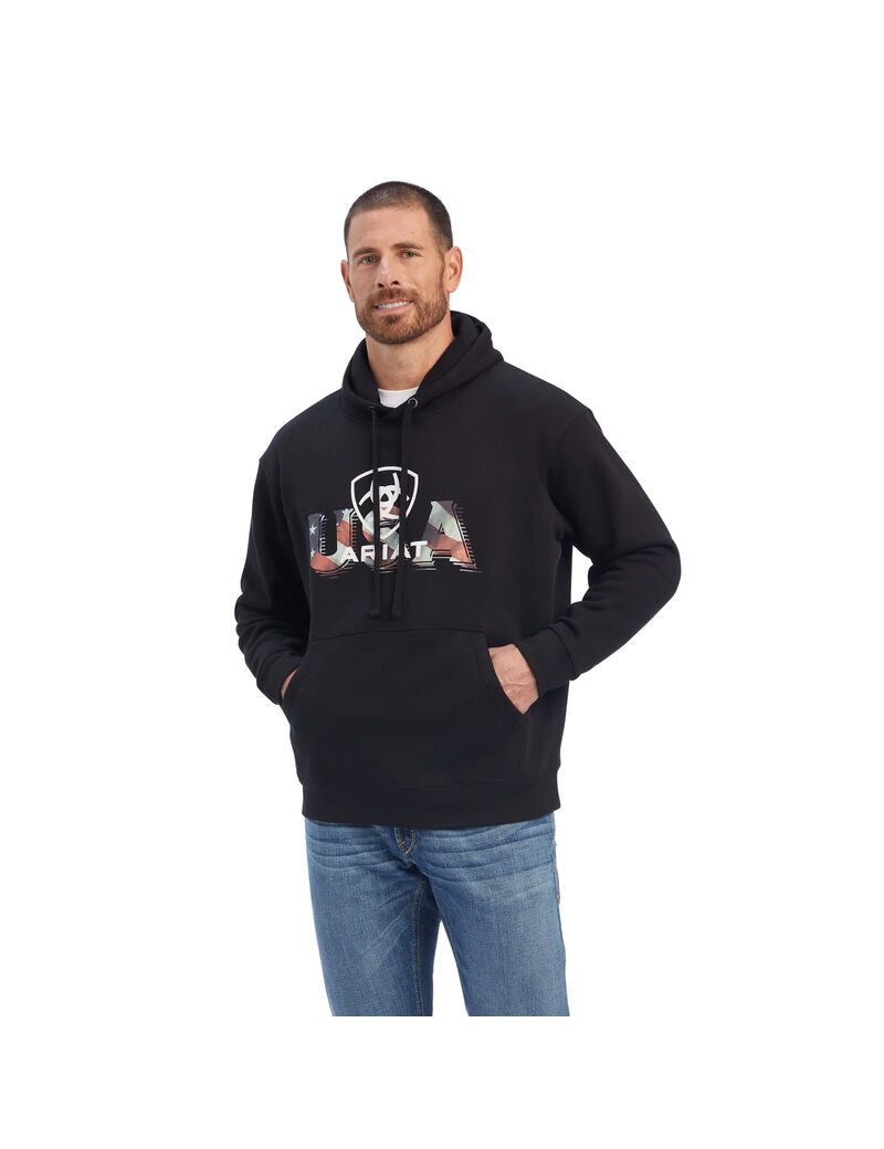 Sudaderas Ariat USA Proud Hombre Negras | FTEB63718