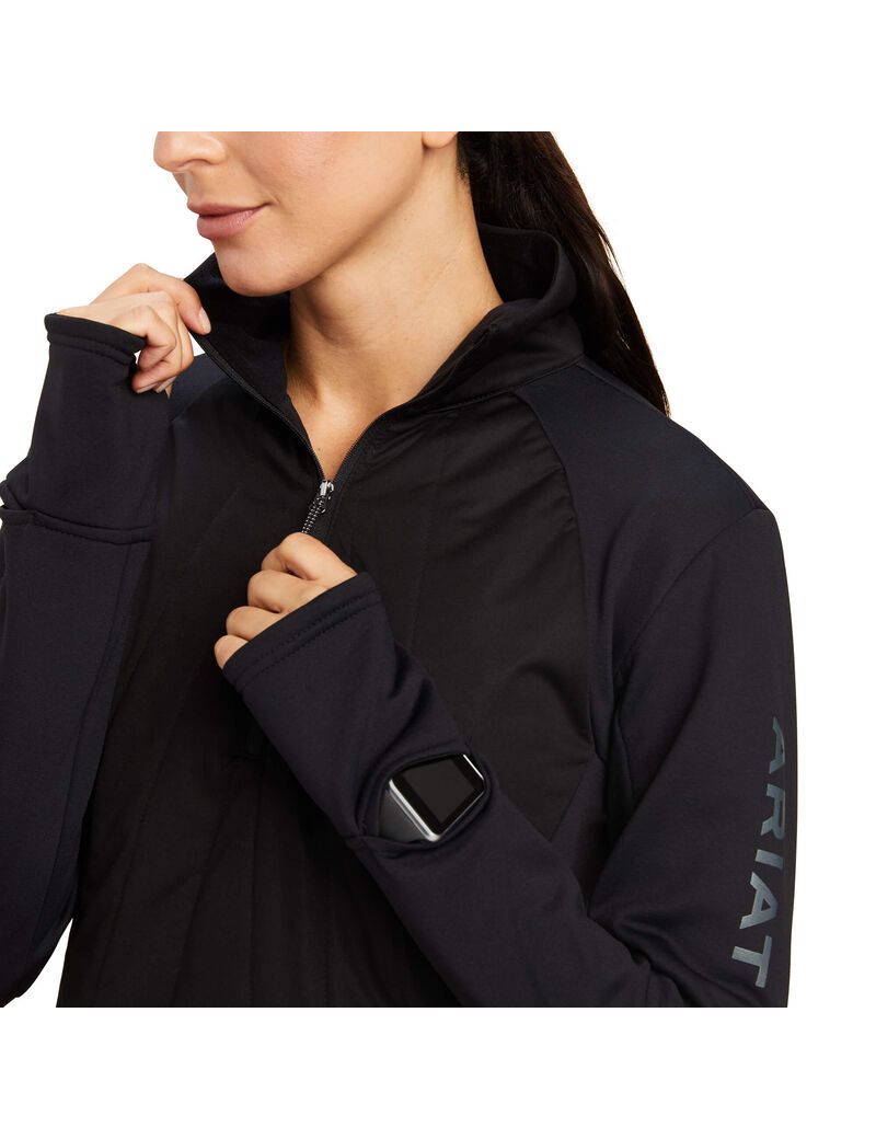 Sudaderas Ariat Venture 1/2 Zip Mujer Negras | GMTD89742