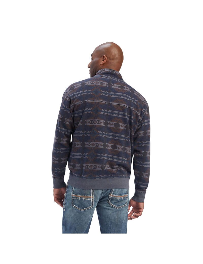 Suéteres Ariat Printed Overdyed Washed Hombre Azules | GKPY41930