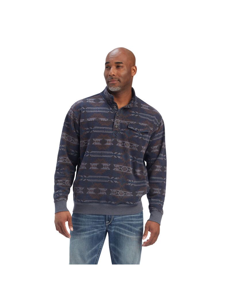 Suéteres Ariat Printed Overdyed Washed Hombre Azules | GKPY41930