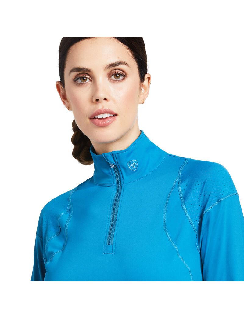 Tops Ariat Auburn 1/4 Zip Mujer Azules | HSCM54089