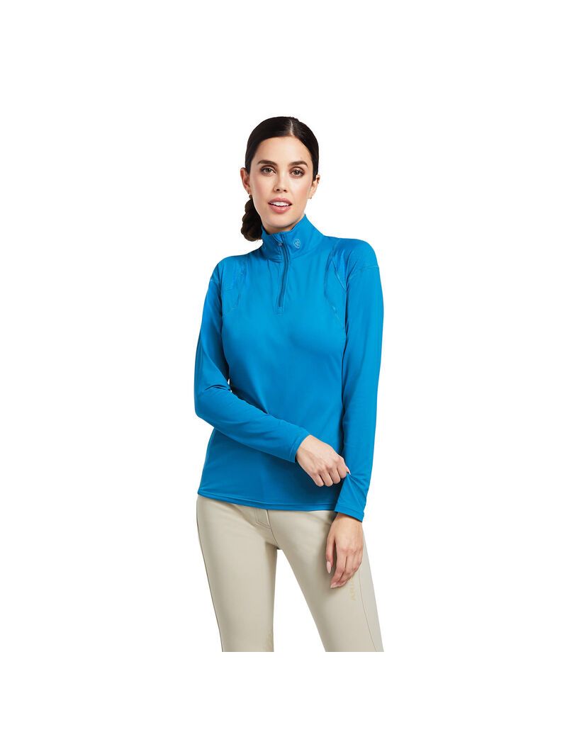 Tops Ariat Auburn 1/4 Zip Mujer Azules | HSCM54089