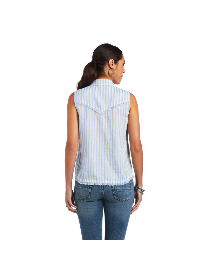 Tops Ariat Boom Boom Mujer Azules Rayadas | QCHN32514