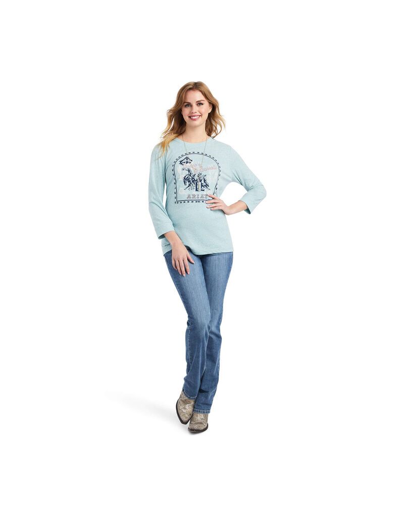 Tops Ariat Broncs and Barrels Tee Mujer Multicolor | KDIB02976