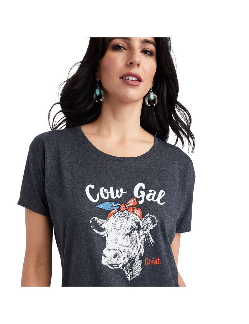 Tops Ariat Cow Gal Tee Mujer Gris | JKXR68245