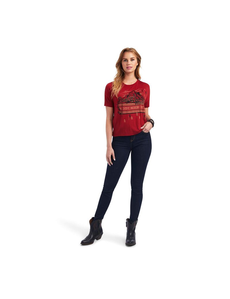 Tops Ariat Cowgirl Canyon Tee Mujer Naranjas Rosas | ADUK49801