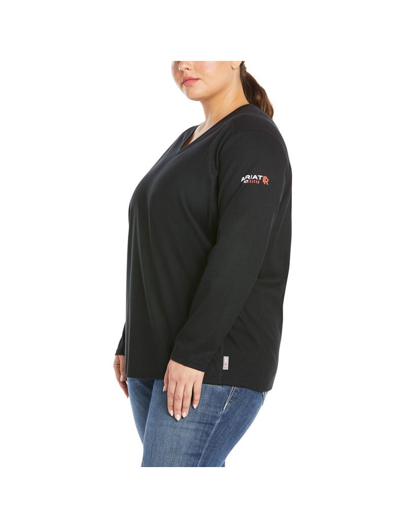 Tops Ariat FR AC Crew Mujer Negras | SKMG12794