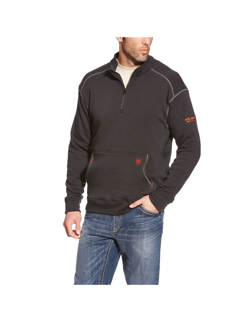 Tops Ariat FR Polartec Fleece 1/4 Zip Hombre Negras | MRNE78216