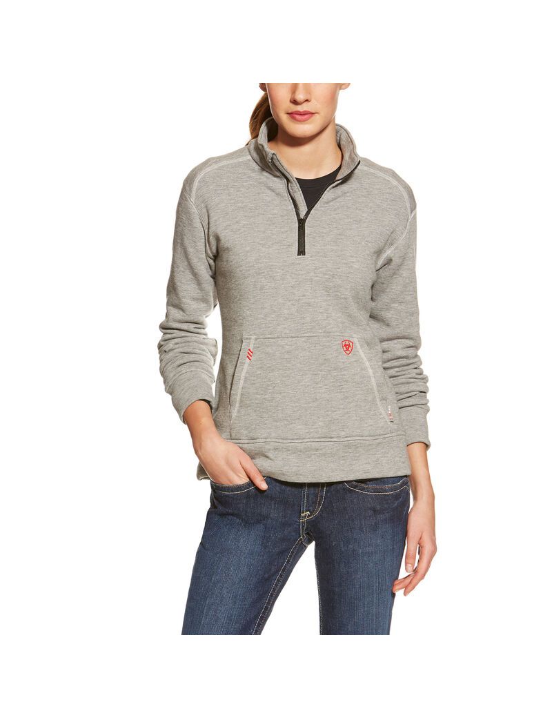 Tops Ariat FR Polartec Fleece 1/4 Zip Mujer Gris | HIXY27096