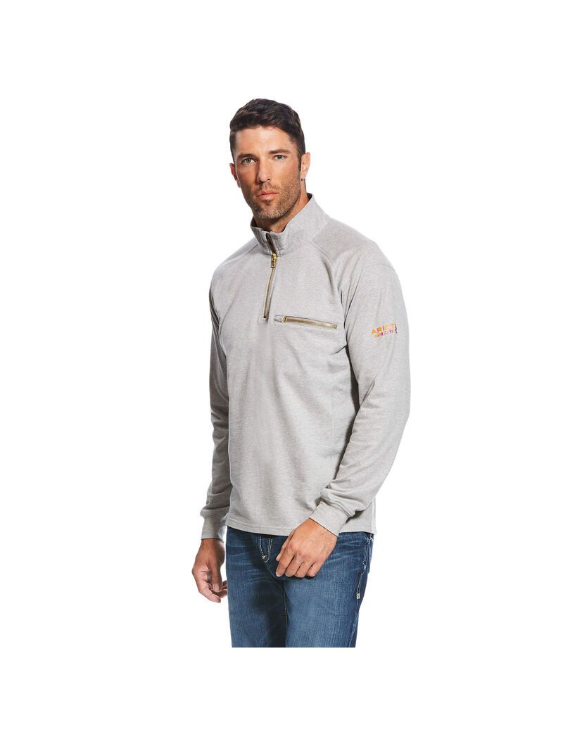 Tops Ariat FR Rev 1/4 Zip Hombre Plateadas | TXFO75934