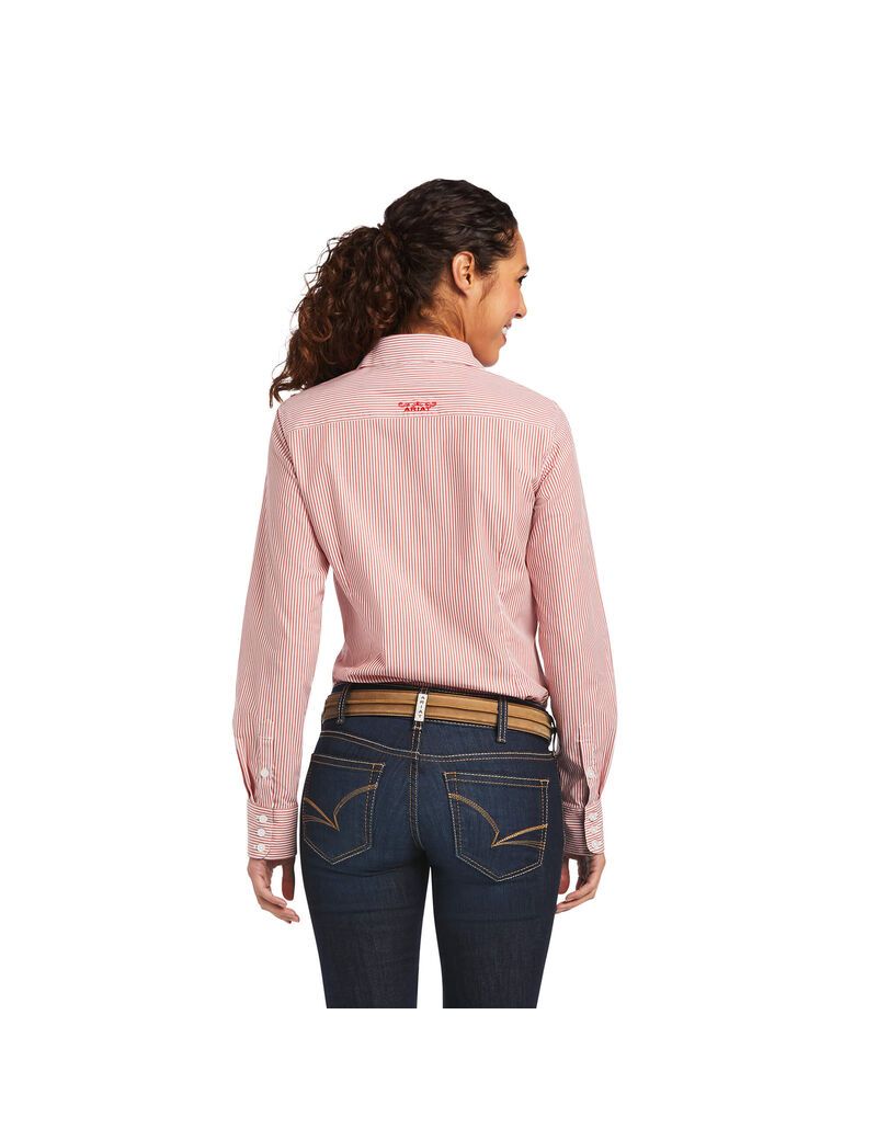 Tops Ariat Kirby Stretch Mujer Rojas Blancas Rayadas | BMRL98405