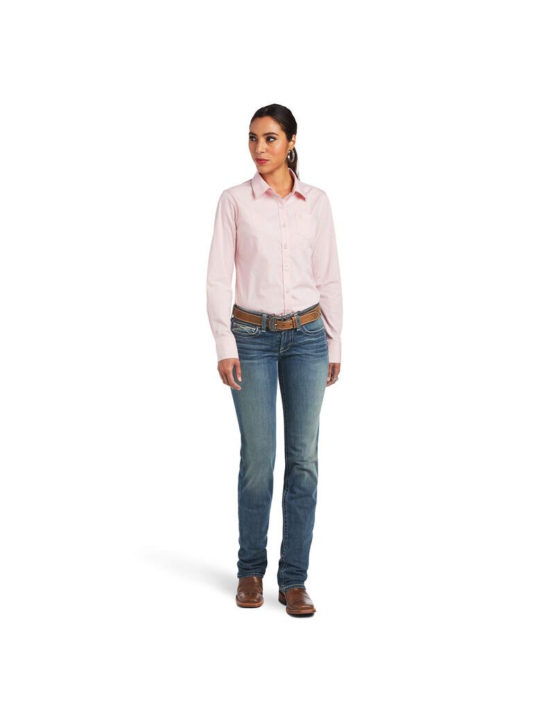 Tops Ariat Kirby Stretch Mujer Rosas Blancas | LDOJ86973