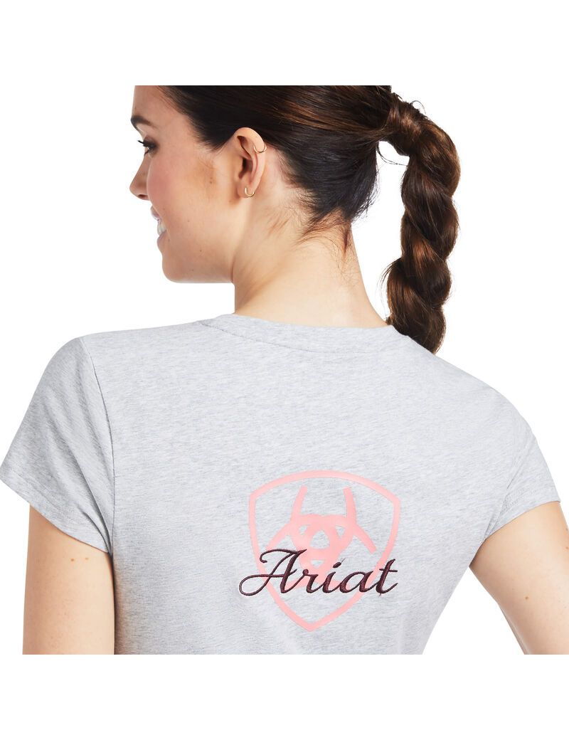 Tops Ariat Logo Script Mujer Gris | RWPA47692