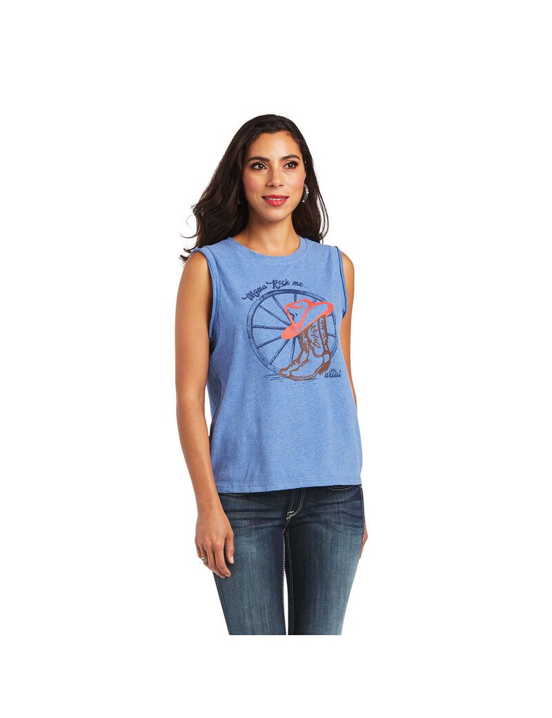 Tops Ariat Mama Tee Mujer Azules | ZUQN10237