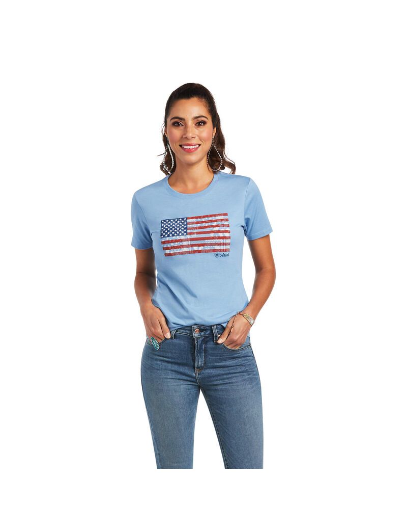 Tops Ariat Paisley Flag Mujer Azules | KIEF73086