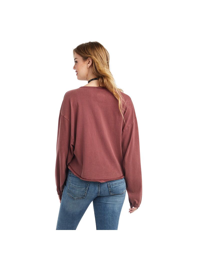 Tops Ariat Pinon Henley Mujer Burdeos | FGBC37902