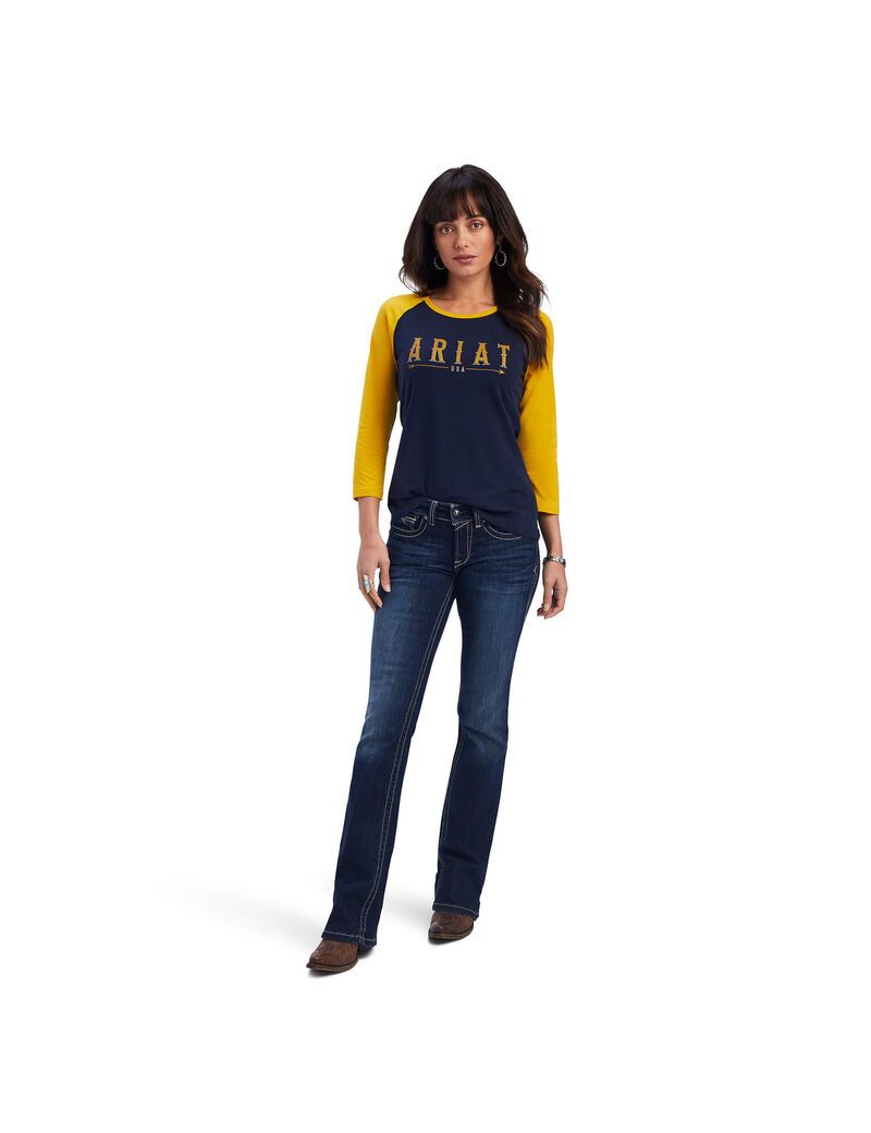 Tops Ariat REAL Arrow Classic Fit Mujer Azul Marino | FOSA74023