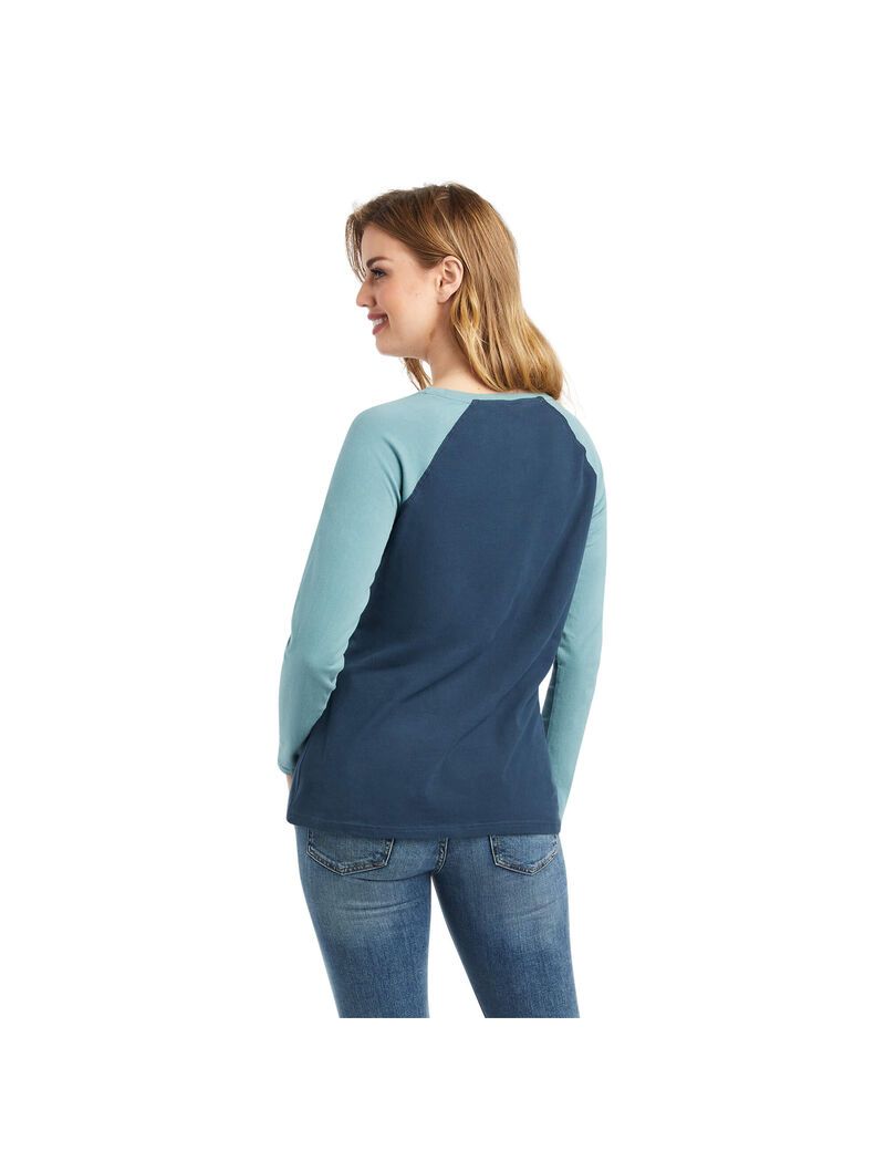 Tops Ariat REAL Baseball Mujer Azul Marino | XHYN21394