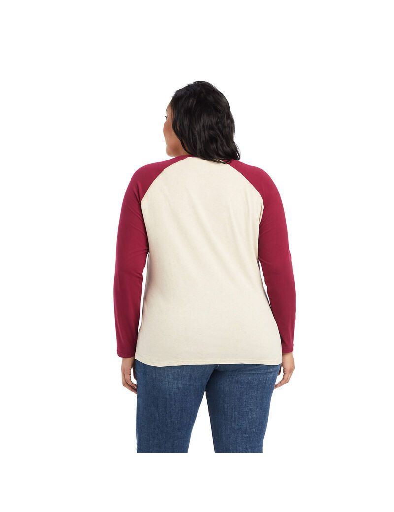 Tops Ariat REAL Baseball Mujer Beige Rojas | RDNE06894