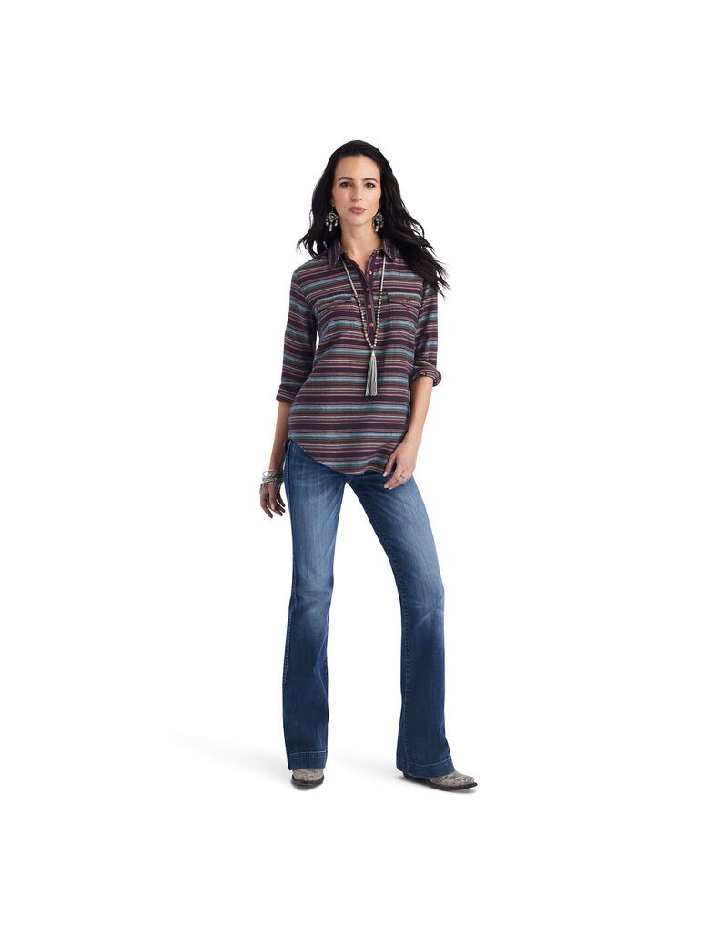 Tops Ariat REAL Billie Jean Popover Mujer Rayadas | EBQX54382