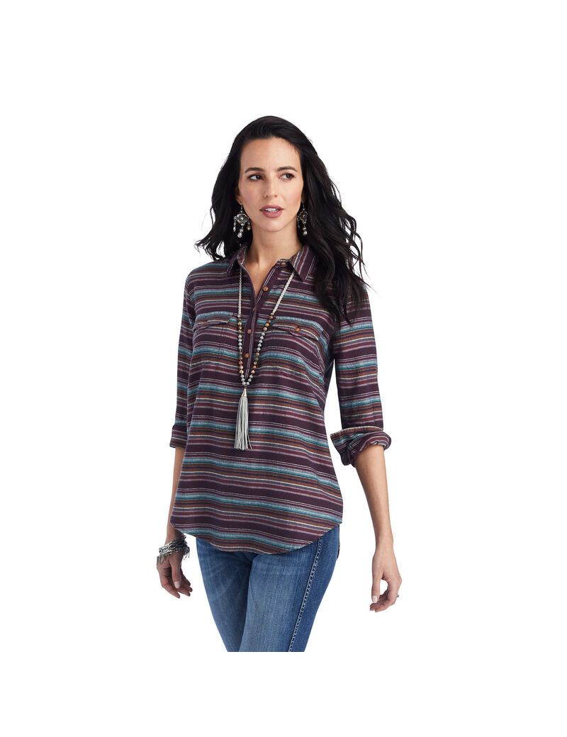 Tops Ariat REAL Billie Jean Popover Mujer Rayadas | EBQX54382