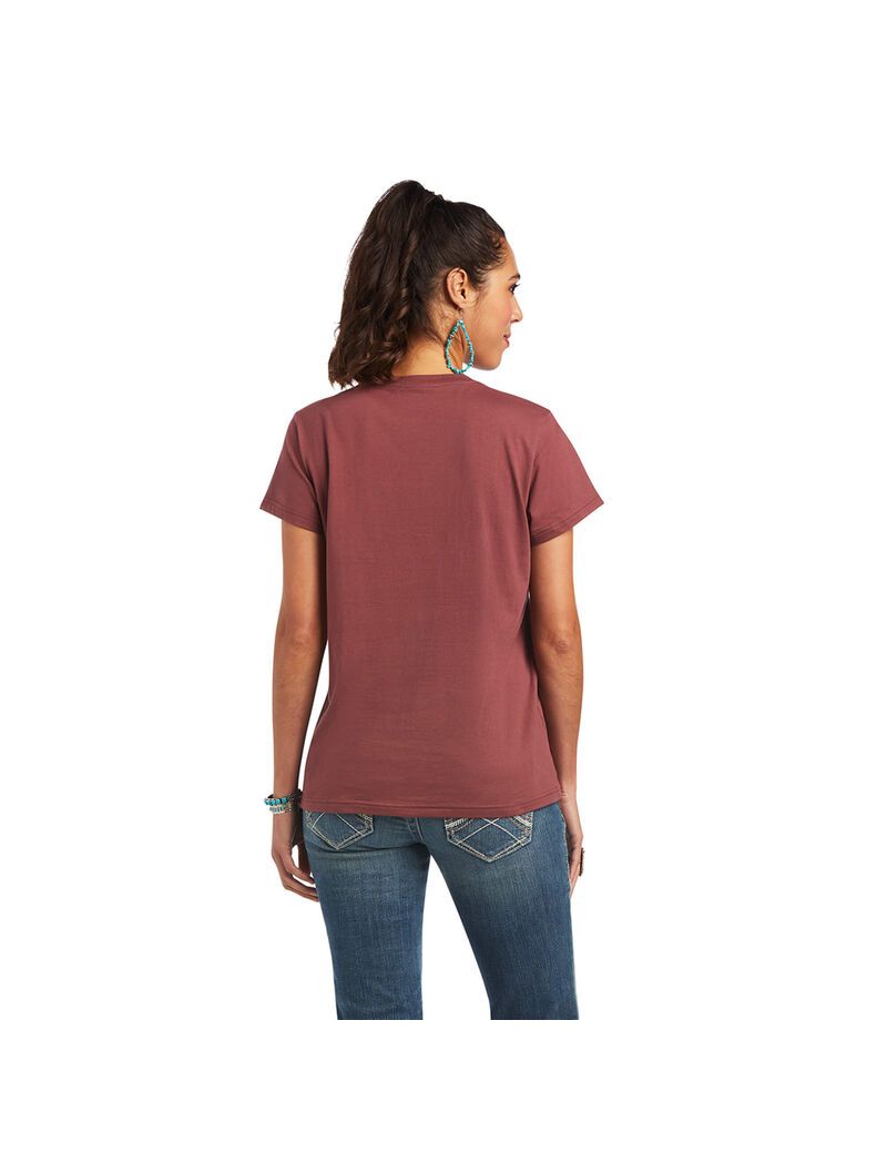 Tops Ariat REAL Bucking Bronc Tee Mujer Rosas Marrones | GCBA97410