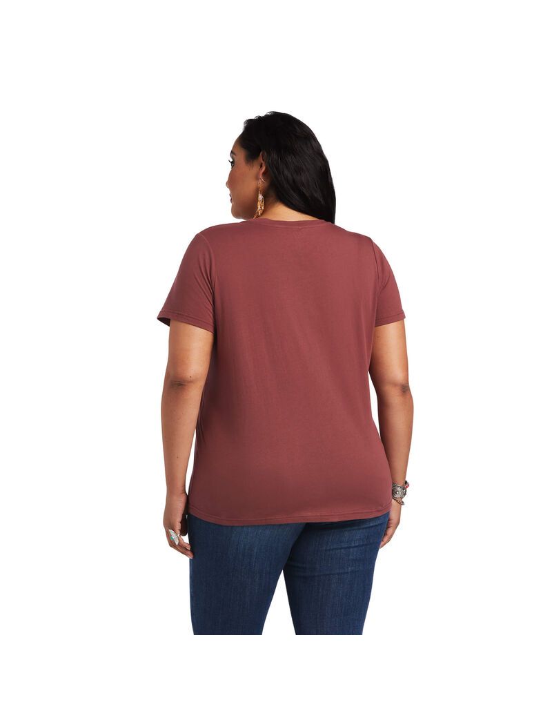 Tops Ariat REAL Bucking Bronc Tee Mujer Rosas Marrones | GCBA97410