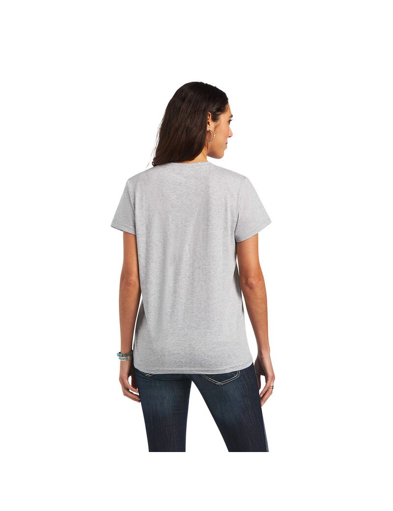 Tops Ariat REAL Cow Pasture Tee Mujer Gris | FBLC18542