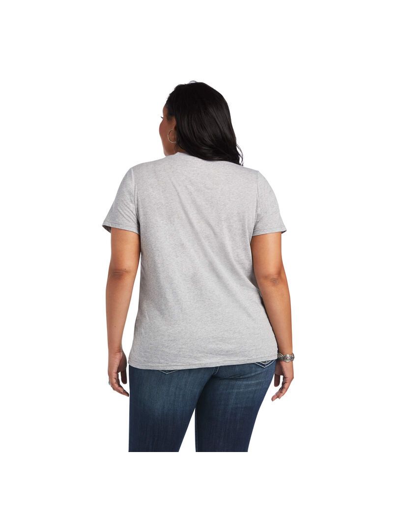 Tops Ariat REAL Cow Pasture Tee Mujer Gris | FBLC18542