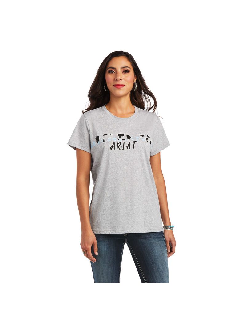 Tops Ariat REAL Cow Pasture Tee Mujer Gris | FBLC18542