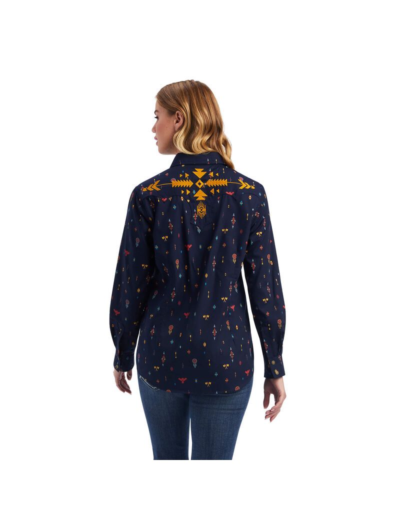 Tops Ariat REAL Dakota Snap Mujer Azul Marino Multicolor | XIED78265